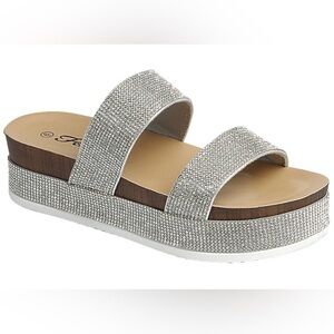 Forever Glittery Jewel Cross Strap Lajolla 87 Platform Sandal